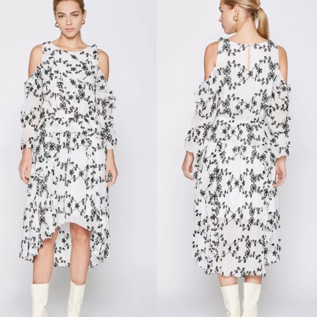 Nwt Joie Alpheus Floral Eyelet Ruffled Dress Xs